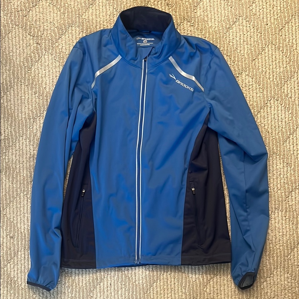 Brooks Running Blue and Black Rain Jacket, women’s XS